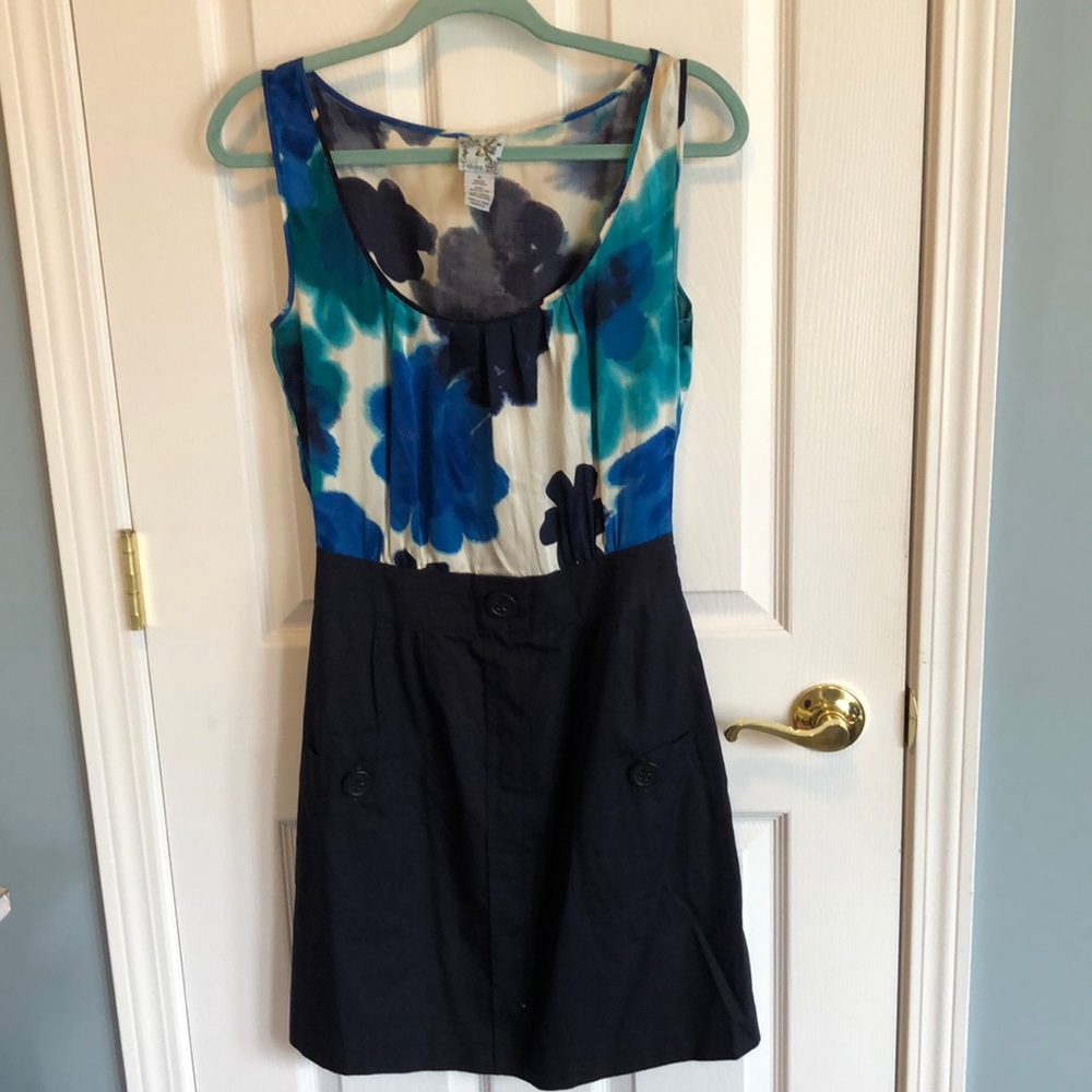 Silk and cotton floral Anthropologie dress